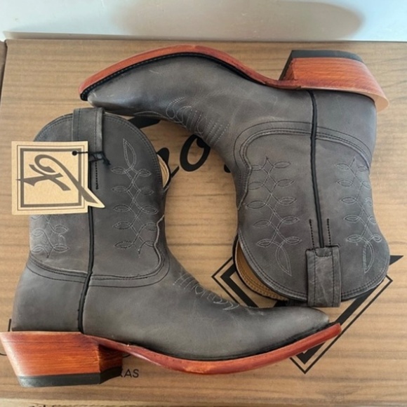 NEW Fenoglio Women’s Blue Eagle Gray Leather Cowboy Boots - Picture 4 of 7